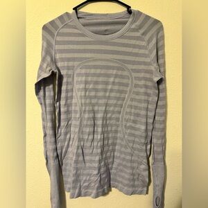 Gray Striped Long Sleeve Top